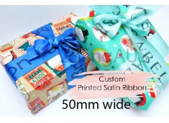 2 inch (50mm wide), 2 meters Custom Personalised Print Satin Ribbon, Wedding car ribbon, Ribbon branding, your owned logo